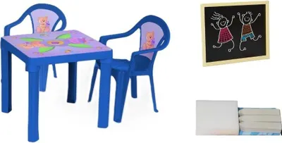 Immagine prodotto di Tavolo e due sedie + lavagna blu