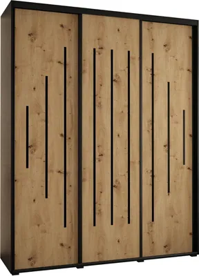 Produktbild von MEBLE KRYSPOL Davos 12 Schrank, drei Türen - 235,2x190x60 cm - Schwarz Artisan Schwarz