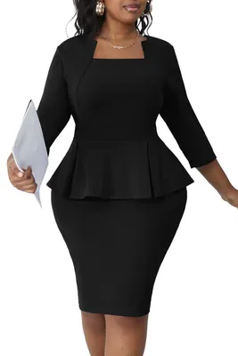 Produktbild von Runwind Kleid in Übergröße für kurvige Frauen, Midi-Kirchenkleidung, für die Arb
