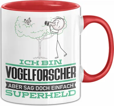 Produktbild von Vogelforscher Geschenk Tasse Ich Bin Vogelforscher Aber Sag Doch Einfach Superheld Lustige Geschenkdiee für Vogelforscher Kaffee-Becher (Rot)