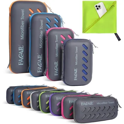 Productafbeelding van Microvezel handdoek XXS, 60x30 cm, groen. Sneldrogend, compact, met EVA-verpakking