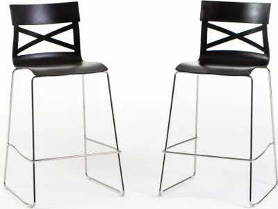 Immagine prodotto di set di 2 sgabelli da bar in polipropilene rinforzato con fibra di vetro e gambe in metallo - altezza seduta 65 cm, design moderno e robusto ideale per cucine e banconi - MARTINA XL - antracite