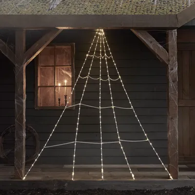 200 LED Spinnennetz Halloween Dekoration mit Timer, 250x150 cm