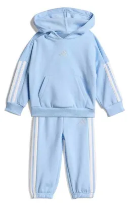 Produktbild von adidas Unisex Baby Essentials Hooded Jogger Track Suit, glow blue/white, 3-4 Yea