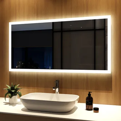 Produktbild von Heilmetz LED Badspiegel 60x120cm Badspiegel mit Beleuchtung 2 Lichtfarbe 3000/6500K Lichtspiegel Badezimmerspiegel Wandspiegel mit Tastenschalter und Anti-beschlag IP44 energiesparend