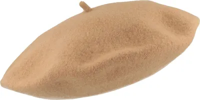 Hut-Breiter Baskenmütze aus Wolle in beige