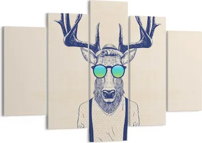 Produktbild von Bild auf Leinwand - Leinwandbild - Hirsch Abstraktion - 150x100cm - Wand Bild - Wanddeko - Leinwanddruck - Bilder - Kunstdruck - Wanddekoration - Leinwand bilder - Wandkunst - EA150x100-3808
