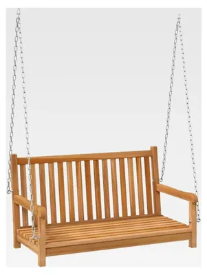 Produktbild von Teak Massiv Hollywoodschaukel Gartenschaukel Schaukelbank Hängeschaukel Gartenbank 114x60x64cm