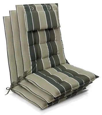Produktbild von Beautissu 3er Set Sun-HL Hochlehner Auflage 120x50x8cm Grün-Gestreift