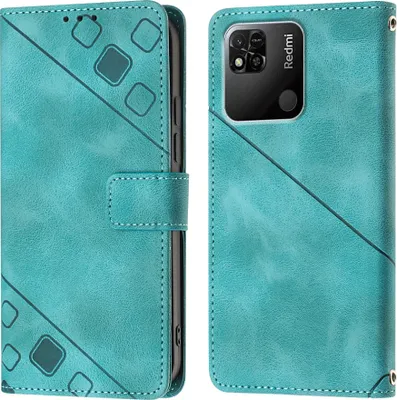 Produktbild von Hülle für Xiaomi Redmi 10A Prägung Flip Leder Brieftasche Schutzhülle mit Ständer Grün