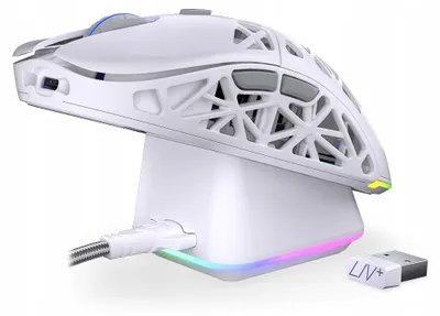 Produktbild von ENDORFY Kabellose Gaming-Maus LIV Plus Wireless Onyx White, Ladestation