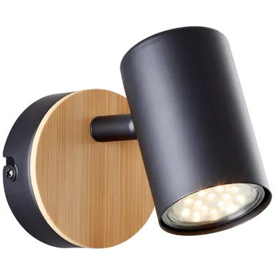Productafbeelding van Wandlamp Niels zwart met hout