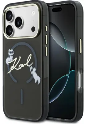 Image de Étui Karl Lagerfeld Script Logo pour iPhone 18 Pro / 17 Pro, couleur noire