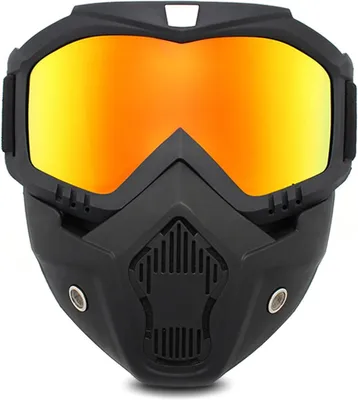 Productafbeelding van Motorcycle Goggles - Motorcross Masker - Bescherming Tijdens Rijden - Afneembaar Gezichtsmasker - 18 x 15.7 cm - Zwart