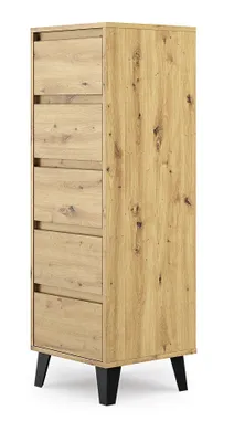 Zdjęcie produktu dla Topeshop SCANDI 5S ARTISAN, Czarny, Dąb, 5 szuf., Płyta wiórowa, Nowoczesny, Czarny, 400 mm