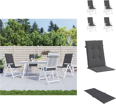 Image de vidaXL Coussin pour chaise de jardin à haut dossier 4 pcs. Anthracite 120x50x3 cm - Coussins d'assise