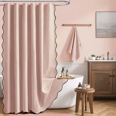 Image de Omgoods - Rideau de douche bohème avec bordure sculptée, 184 x 200 cm