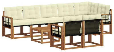 Immagine prodotto di vidaXL Set divani da esterno con cuscini 9 pezzi Naturale e Crema