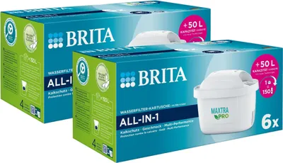 Two boxes of Brita Maxtra Pro ALL-IN-1 water filter cartridges.