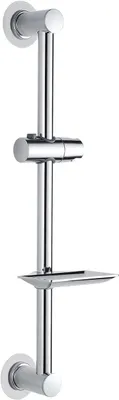 Image de Kit de barre de douche adhésive - Barre de douche universelle avec porte-savon - 600 mm - Acier inoxydable - Chrome - Argent