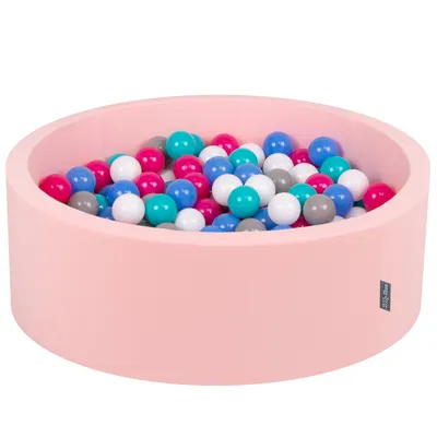 Obrázok produktu pre KiddyMoon 90x30cm/300 loptičiek ∅ 7cm Okrúhly Detské penové loptičky  vyrobené v EÚ, Ružová: Biela/Sivá/Modrá/Tmavoružová/Svetlo Tyrkysová