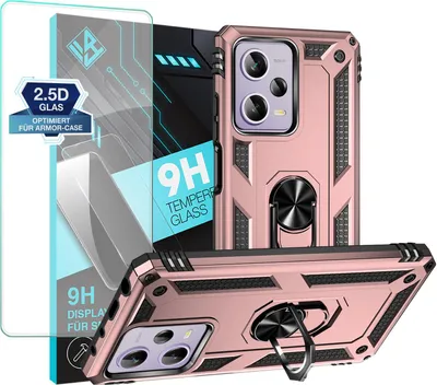 Produktbild von Armor Outdoor Handyhülle für Xiaomi Redmi Note 12 Pro 5G Handy Panzer Case Schutzhülle mit 9H Displayglas Displayschutz Farbe: Rosegold