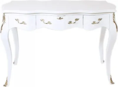 Produktbild von Casa Padrino Barock Schreibtisch Sekretär / Konsole Weiß / Silber 120 x 60 x H80 cm - Luxus Möbel