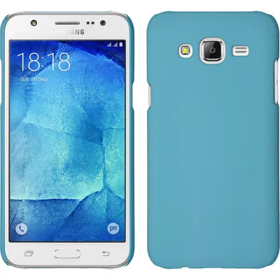 Produktbild von PhoneNatic Case kompatibel mit Samsung Galaxy J7 (2015 / J700) - Hülle hellblau gummiert Hard-case + 2 Schutzfolien