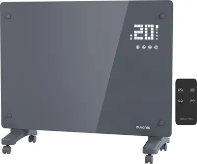 Produktbild von Auronic Konvektorheizung 1500W Grau - Glas-Panel mit Thermostat - Timer - Fernbedienung
