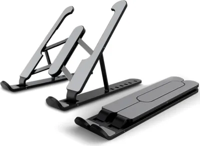 Produktbild von Notebook Ständer Faltbar Laptop Stand Höhenverstellbar Aluminium Verstellbarer Notebookständer Laptophalter Schwarz