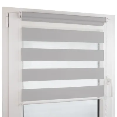 Produktbild von Deco4Me Doppelrollo Klemmfix ohne Bohren – Sicht- und Sonnenschutz in einem – Hellgrau, 90 x 200 cm