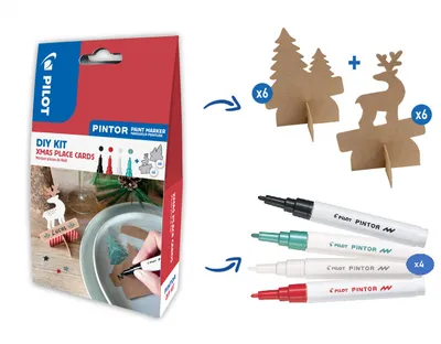 Obrázek produktu pro Pilot Pintor 4074 Fine popisovače akryl Xmas sada 4 ks + jmenovky