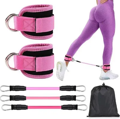 Produktbild von Set aus Widerstandsbanden mit Fußschlaufen für Knienahtraining, Ideal für Muskelstärkung und Physiotherapie
