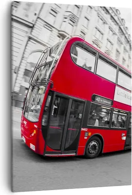Produktbild von Bild auf Leinwand - Leinwandbild - Einteilig - Bus London Reise Tourismus - 50x70cm - Wand Bild - Wanddeko - Wandbilder - Leinwanddruck - Wanddekoration - Leinwand bilder - Wandbild - PA50x70-2730