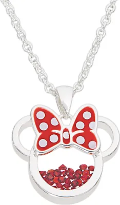 Image de Collier Minnie Mouse avec pierre de naissance rouge, taille unique, Disney Jewelry