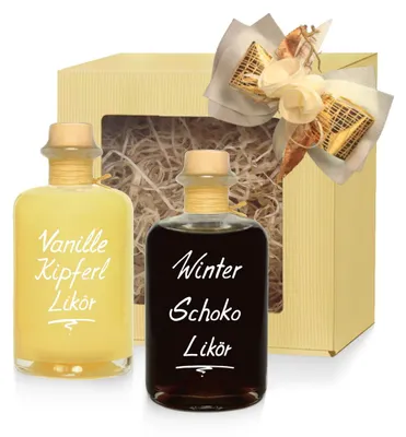 Produktbild von Geschenkbox Winter Likör Vanillekipferl Likör & Winter Schokolade Likör 2x 350 ml 17%Vol