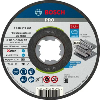 Produktbild von PRO Stainless Steel and Metal X-Lock Trennscheibe, 115x1x22.23 mm, gerade, 10tlg