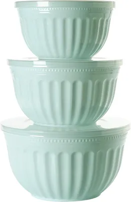 Produktbild von Salatschüssel Set 3-teilig, 2L 3L 4L, mit Deckel, stapelbar, für Küche