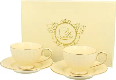 Zdjęcie produktu dla Zestaw 2 filiżanek do espresso Ecru Nina 120 ml klasyczne ze spodkami