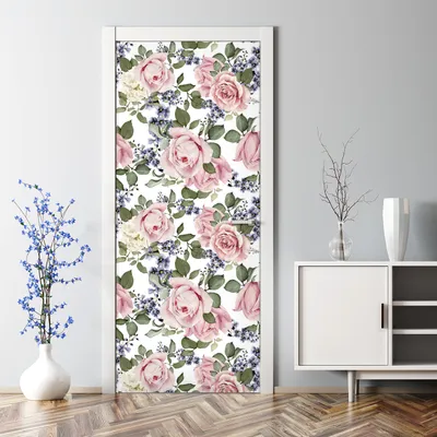 Produktbild von Dekorative Türtapete selbstklebend Klebefolie Türaufkleber Aufkleber Rosa Rosen Blumen 77 x 200 cm