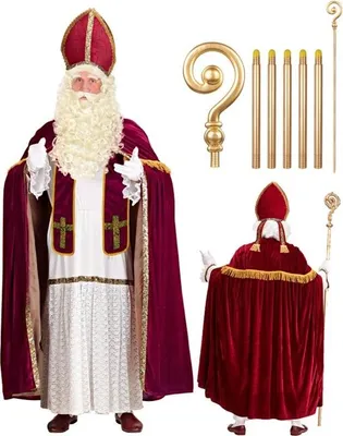 Produktbild von Nikolaus Kostüm mit Stab - Weihnachtsmann -Bischof Nikolauskostüm Gr. S-XXL Gr. L/XL