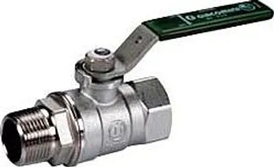 Produktbild von Giacomini Kugelhahn R254WL 254WX053 1/2", grüner Hebelgriff, Innen- und Außengewinde