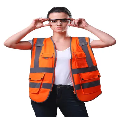Produktbild von Reflektierende Sicherheitsweste mit Taschen – Orange