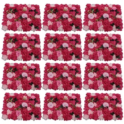 Obrázek produktu pro Umělý sloupec 12x květinová zeď Rose Wall DIY Krásné pozadí dekorace Umělé květiny Panel 40 * 60 cm (Rose Dahlia Rose s vodními rostlinami)