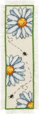 Image de Permin Kit de broderie au point de croix Marque-page "Marguerite", motif à compter, 7x22cm