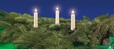 Image de Chaîne d'arbre de Noël claire/blanche E10 12,6m IP44 avec fiche divisible 15.flammes