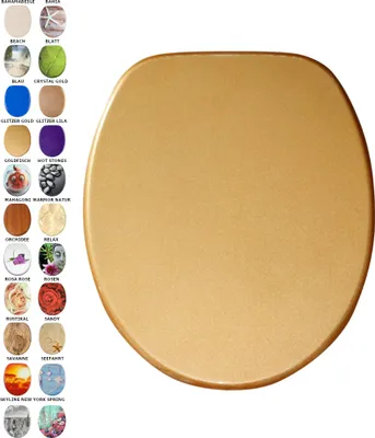 Produktbild von SANILO® WC-Sitz Glitzer Gold, Toilettendeckel direkt vom Hersteller, Klodeckel, Klobrille, WC Deckel, Toilettensitz, Toilettenbrille, WC Brille