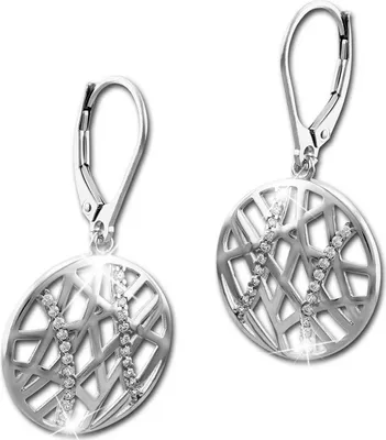 Image de SilberDream Boucles d'oreilles Femme Disque Zirconia blanc Boucles d'oreilles Argent 925 D2SDO4312W