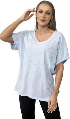 Produktbild von Blaue Baumwollbluse mit Tasche