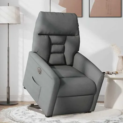 Image de vidaXL Fauteuil relax avec releveur électrique Tissu gris foncé